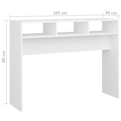 vidaXL Stolik konsolowy, biały, 105x30x80 cm, płyta wiórowa