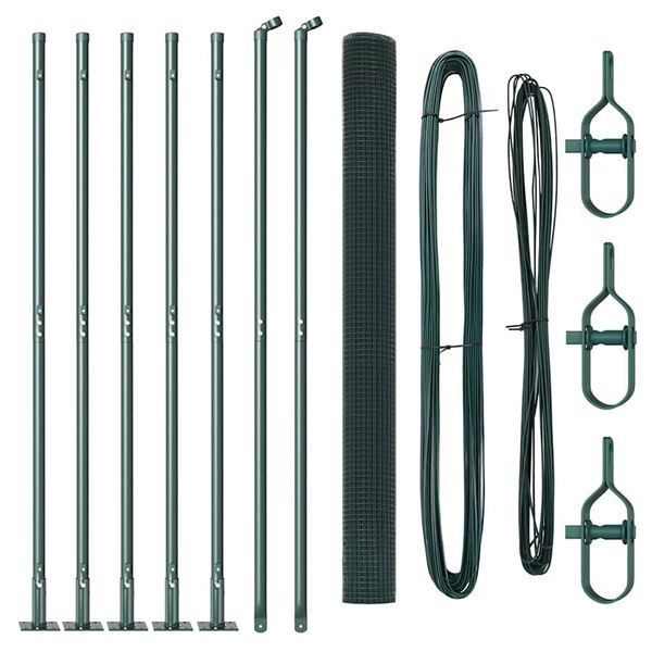 vidaXL Ogrodzenie z słupkami Zielony 1.5 x 10 m Stal