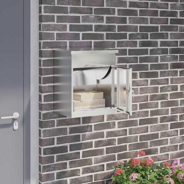 vidaXL Skrzynka na przesyłki Czarny 44 x 35 x 59 cm stal nierdzewna