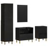 vidaXL 4-cz zestaw mebli łazienkowych, czarny, materiał drewnopochodny