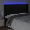 vidaXL Zagł&oacute;wek do ł&oacute;żka z LED, czarny 203x16x118/128cm sztuczna sk&oacute;ra