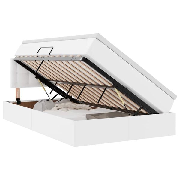 vidaXL Ł&oacute;żko z miejscem na przechowywanie i materacem Biały