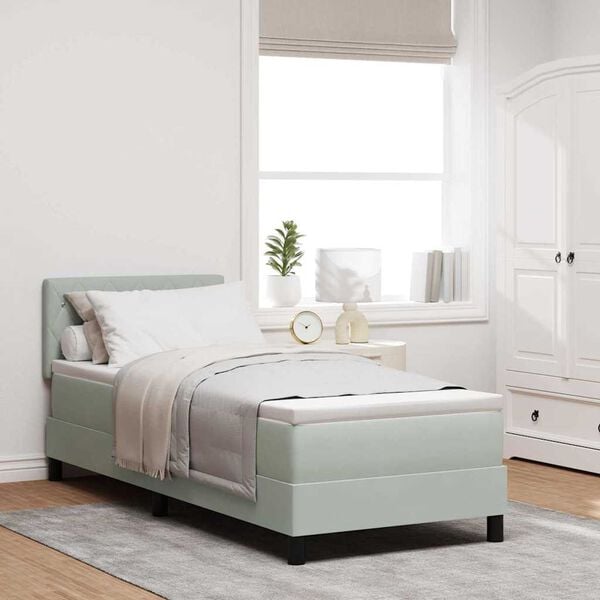 vidaXL Ł&oacute;żko sprężynowe z materacem Jasnoszary 80 x 200 cm Aksamit