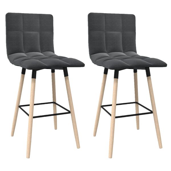 vidaXL Stołki barowe, 2 szt., ciemnoszare, tapicerowane tkaniną