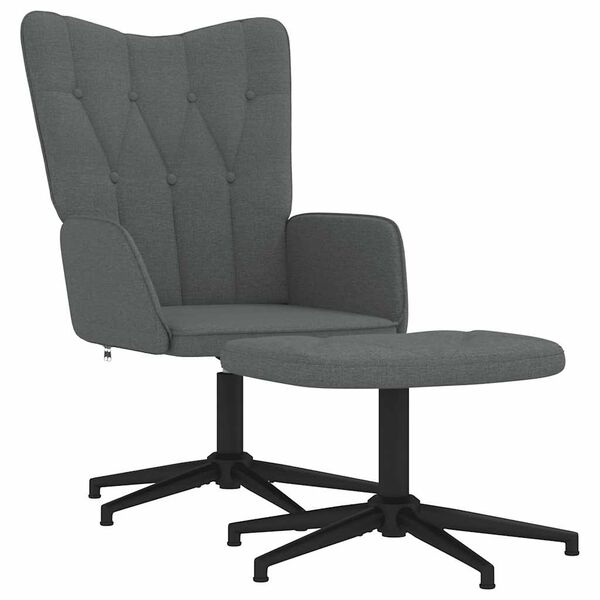 vidaXL Fotel z podn&oacute;żkiem, ciemnoszary, obity tkaniną