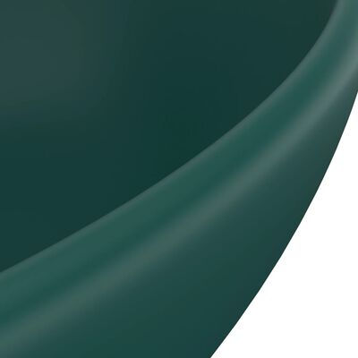 vidaXL Luksusowa, owalna umywalka, matowa ciemna zieleń, 40x33 cm
