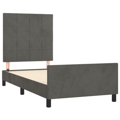 vidaXL Rama łóżka z zagłówkiem, ciemnoszara, 80x200 cm, aksamitem