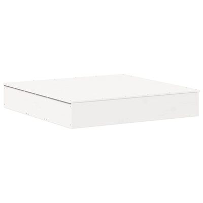 vidaXL Piaskownica z pokrywą, biała, 111x111x19,5 cm, drewno sosnowe