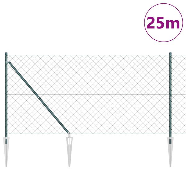 vidaXL Słupek ogrodzeniowy. Zielony 1 x 25 m (siatka 60 x 60 mm) Stal