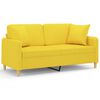 vidaXL 2-osobowa sofa z poduszkami, jasnoż&oacute;łta, 140 cm, tkanina