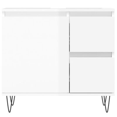 vidaXL Szafka łazienkowa, wysoki połysk, biała, 65x33x60 cm