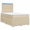 vidaXL Ł&oacute;żko z box spring LED z materacem kremowy 120 x 190 cm tkanina