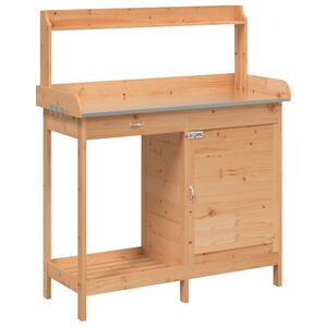 vidaXL Stolik do przesadzania roślin, z szafką, brąz, 110,5x45x124,5cm