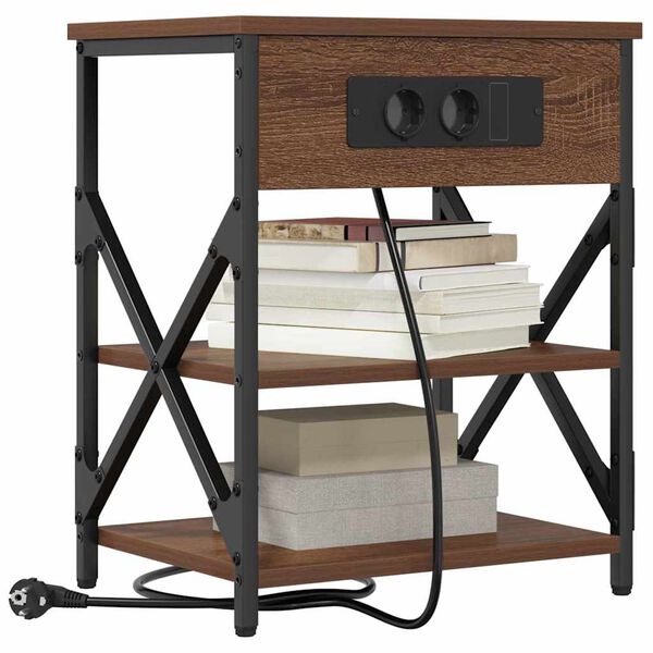 vidaXL Szafka Nocna z p&oacute;łką Brązowy dąb 41 x 31 x 51 cm