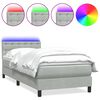 vidaXL Ł&oacute;żko kontynentalne z materacem i LED, jasnoszare, aksamit, 100x220cm