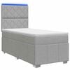 vidaXL Ł&oacute;żko z box spring LED z materacem jasnoszary 100 x 200 cm