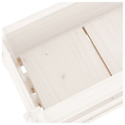 vidaXL Donica, biała, 112x25x104,5 cm, lite drewno sosnowe