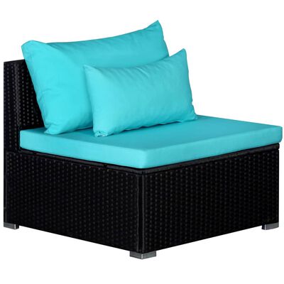 vidaXL Ogrodowy zestaw wypoczynkowy z poduszkami, 9 części, niebieski