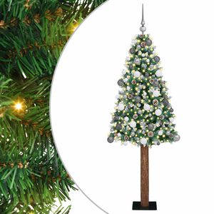 vidaXL Szczupła Choinka Zielony 180 cm PVC i lite drewno sosnowe