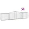 vidaXL Kosze gabionowe, 9 szt, 400x50x80/100 cm, galwanizowane żelazo