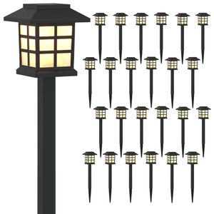 vidaXL Lampy solarnie zasilane z ostrzem do ziemi 24 szt. Ciepła biel