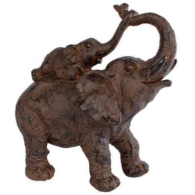 Gifts Amsterdam Rzeźba Elephants, polystone, brązowa, 28x13x28 cm