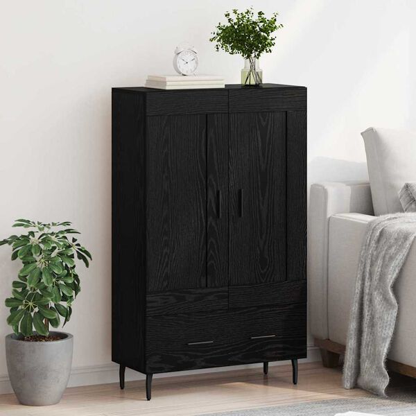 vidaXL Highboard Czarny Dąb 69,5 x 31 x 115 cm Materiał drewnopochodny