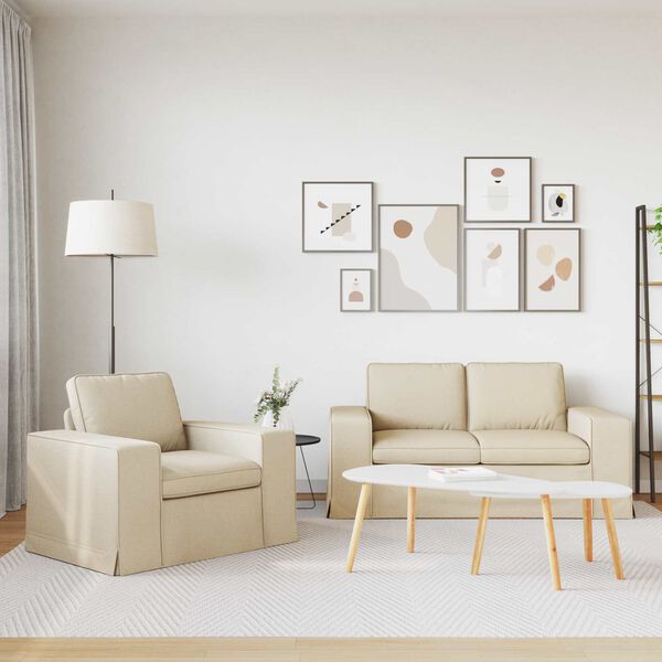 vidaXL Zestaw Sof 2 pcs Kremowy 182 x 80 x 82 cm tkanina