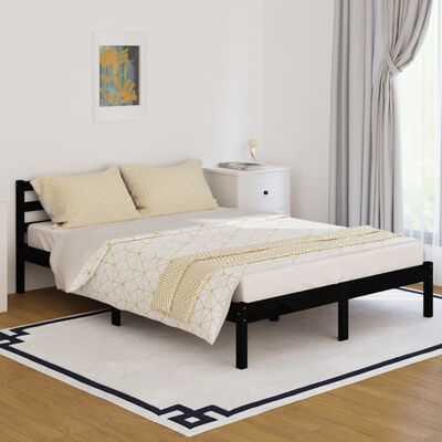 vidaXL Rama łóżka, lite drewno sosnowe, 140x200 cm, czarna
