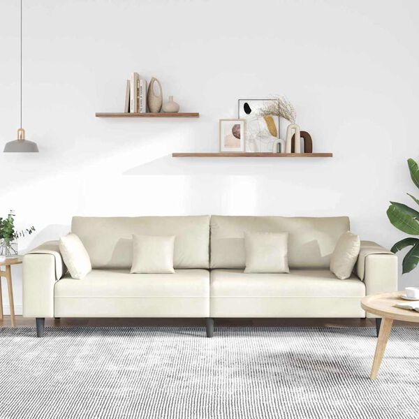 vidaXL Sofa welurowa z poduszką Kremowy 208 cm Aksamit