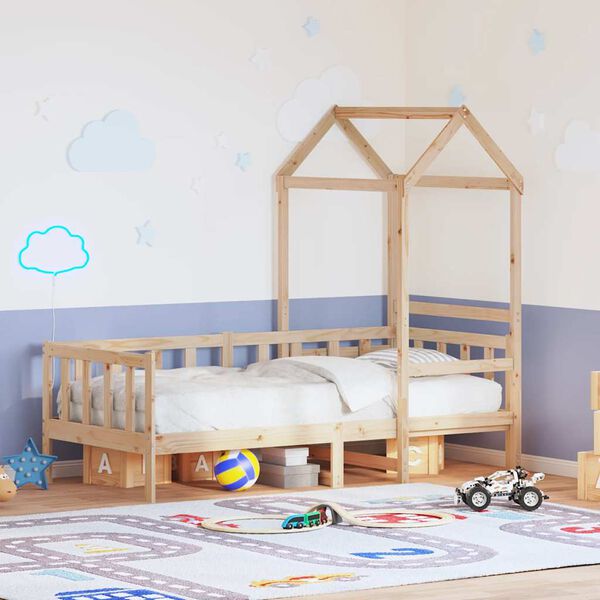 vidaXL Ł&oacute;żko dzienne z daszkiem, 90x190 cm, lite drewno sosnowe