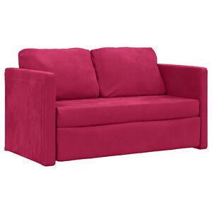 vidaXL Sofa podłogowa 2-w-1, winna czerwień, 122x204x55 cm, aksamit