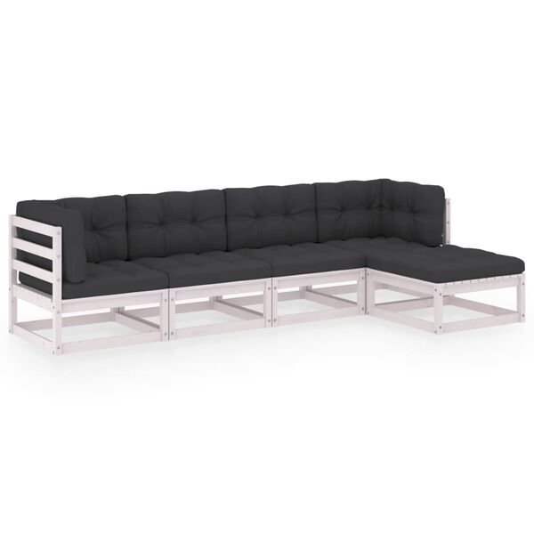 vidaXL 5-cz. zestaw wypoczynkowy do ogrodu, z poduszkami, lita sosna