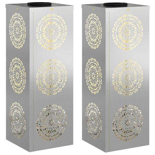 vidaXL Słoneczna LED lampa na ścieżkę 2 pcs Galwanizowany