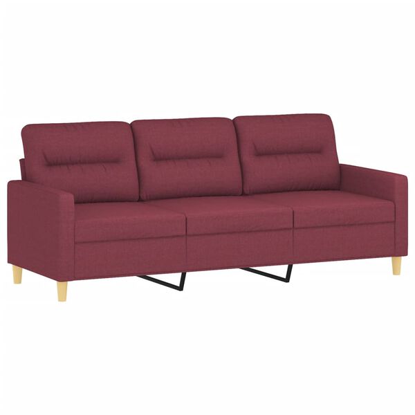 vidaXL 3-osobowa sofa z podn&oacute;żkiem winna czerwień 180 cm, tkaniną