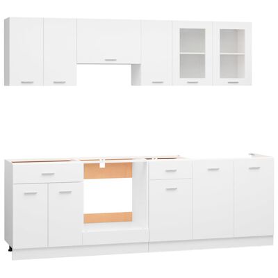 vidaXL 8-cz. zestaw szafek kuchennych, biały, materiał drewnopochodny