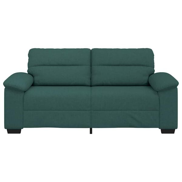 vidaXL Sofa 2-osobowa, ciemnozielona, 140 cm, tkaniną