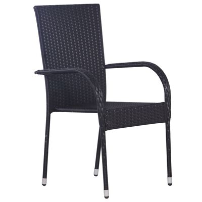 vidaXL Sztaplowane krzesła ogrodowe, 6 szt., polirattan, czarne