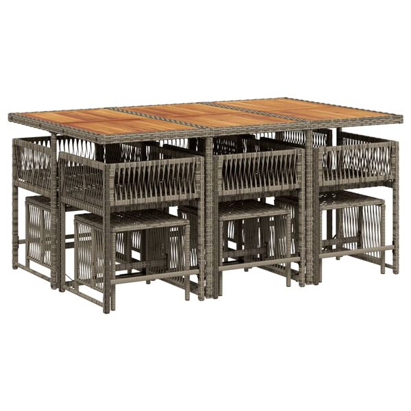 vidaXL 11-cz. zestaw mebli do ogrodu, z poduszkami, szary rattan PE