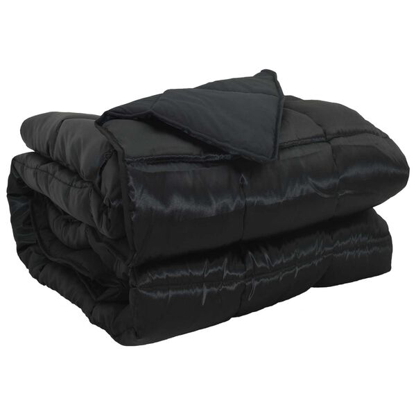 vidaXL Kołdra na cały rok Czarny 220 x 260 cm Satyna i Mikrofibra