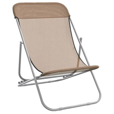vidaXL Składane krzesła plażowe, 2 szt., taupe, Textilene i stal