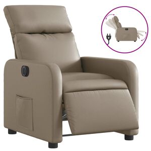 vidaXL Elektryczny fotel rozkładany, cappuccino, obity sztuczną sk&oacute;rą