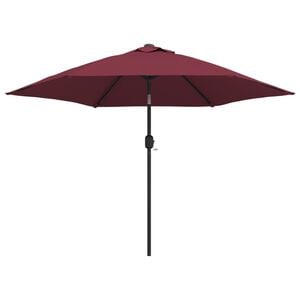 vidaXL Parasol ogrodowy z LED i stalowym słupkiem, 300 cm, bordowy