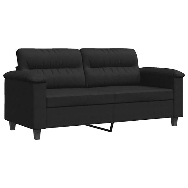 vidaXL Sofa 2-osobowa, czarna, 140 cm, tapicerowana mikrofibrą