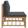 vidaXL Środkowa sofa ogrodowa z ciemnoszarymi poduszkami, bambusowa