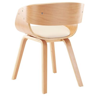 vidaXL Krzesło do jadalni, kremowe, gięte drewno i sztuczna skóra