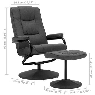 vidaXL Rozkładany fotel z podnóżkiem, ciemnoszary, tkanina