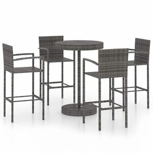 vidaXL 5-cz. zestaw mebli barowych do ogrodu, rattan PE, szary