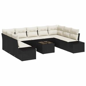 vidaXL Zestaw Sof na Ogr&oacute;d 9 pcs Czarny i kremowy Technorattan
