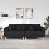 vidaXL Sofa z poduszką 3 pcs Czarny tkanina